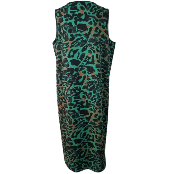 CHICO'S Green Black & Orange Sleeveless Animal Print Dress Women's 3 (16-18) - Picture 7 of 8